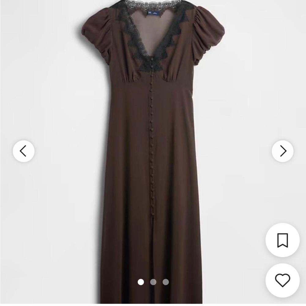 Gap Brown Lace-Trim Maxi Dress